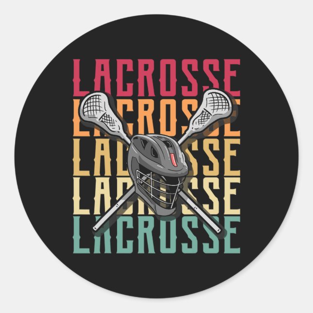 Pegatina Redonda Lacrosse Camisetas Mens Lacrosse Player Lax Stick (Anverso)