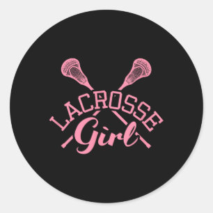 Pegatina Redonda Lacrosse Chica Funny Lacrosse Player Lax Cita