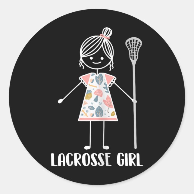 Pegatina Redonda Lacrosse Chica - Lacrosse Team Player (Anverso)