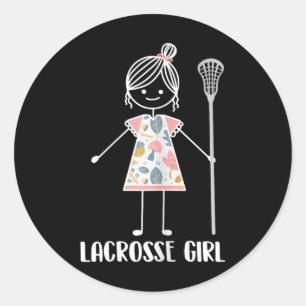 Pegatina Redonda Lacrosse Chica - Lacrosse Team Player