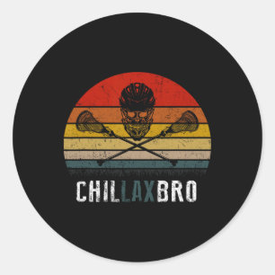 Pegatina Redonda Lacrosse Chillax Bro Vintage