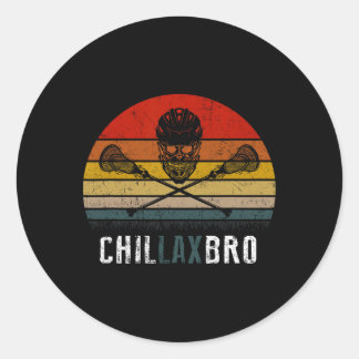 Pegatina Redonda Lacrosse Chillax Bro Vintage
