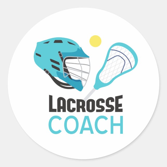 Pegatina Redonda Lacrosse Coach (Anverso)