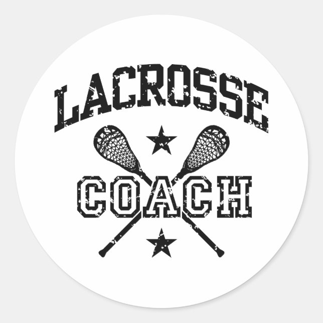 Pegatina Redonda Lacrosse Coach (Anverso)