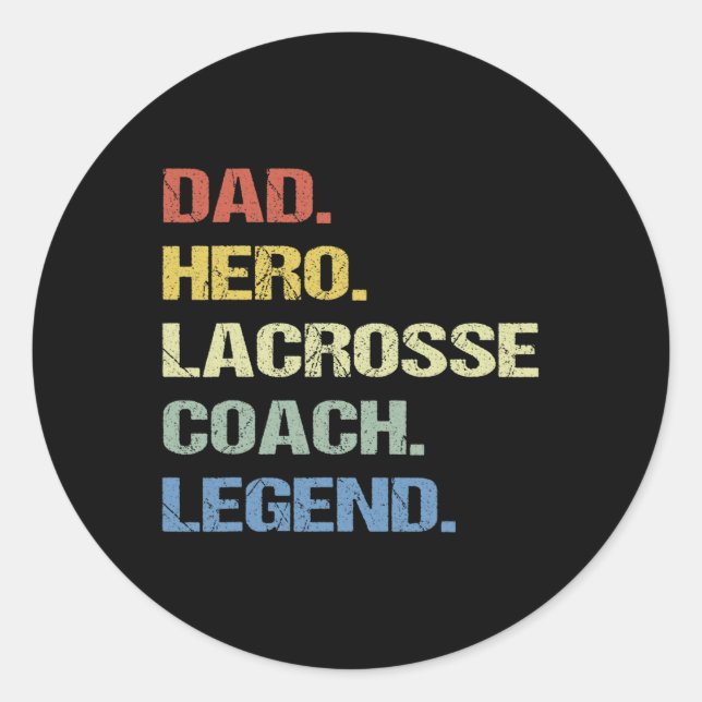 Pegatina Redonda Lacrosse Coach Dad (Anverso)