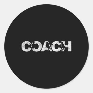 Pegatina Redonda Lacrosse Coach Lacrosse Team Coach Retro