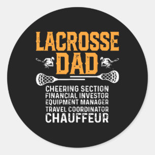 Pegatina Redonda Lacrosse Dad Cheering Section Financial Investor F