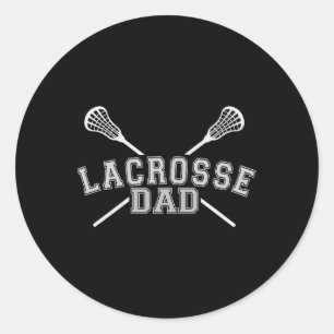 Pegatina Redonda Lacrosse Dad Shirt Lax cruza las varas adultas