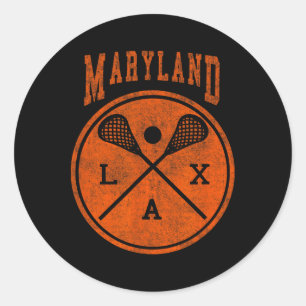 Pegatina Redonda Lacrosse de Maryland Vintage Lax