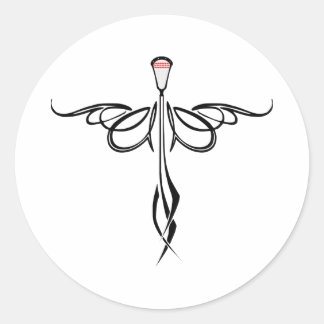 Pegatina Redonda Lacrosse Diseños Volando 2 Pegatinas