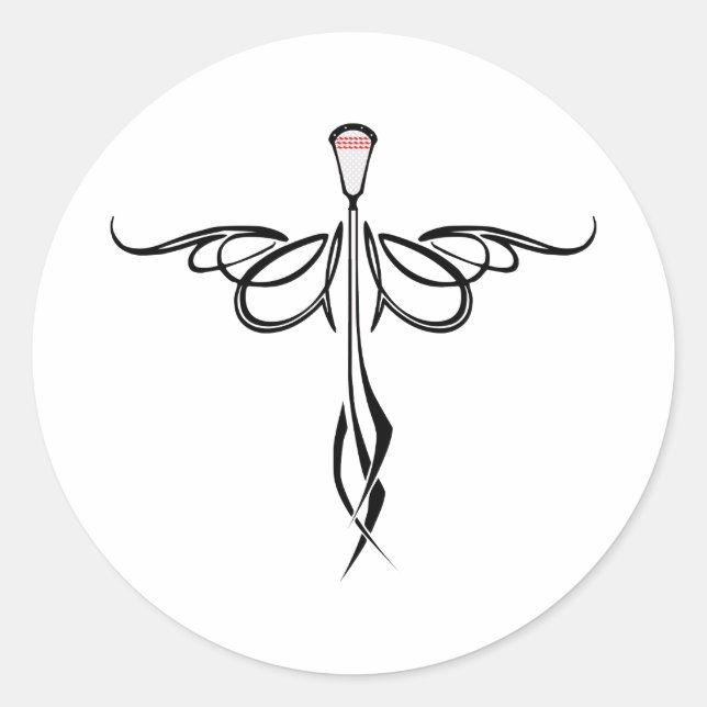 Pegatina Redonda Lacrosse Diseños Volando 2 Pegatinas (Anverso)