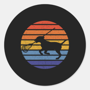 Pegatina Redonda Lacrosse Dog Lover Silhouette