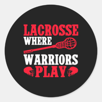Pegatina Redonda Lacrosse Donde Los Guerreros Juegan Lacrosse