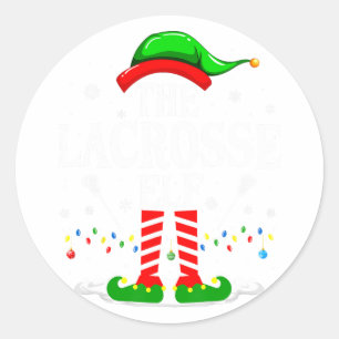 Pegatina Redonda Lacrosse Elf Funny Matching Xmas Lacrosse Chris