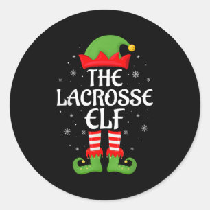 Pegatina Redonda Lacrosse Elf Xmas Familia Coincidiendo con Elf Squ