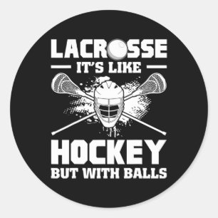 Pegatina Redonda Lacrosse Es Como Hockey Pero Con Jugador Divertido