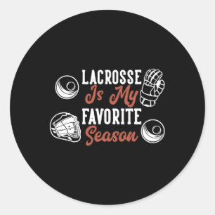 Pegatina Redonda Lacrosse Es Mi Temporada Favorita
