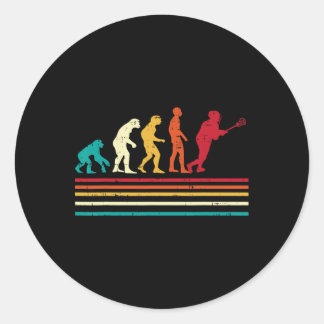 Pegatina Redonda Lacrosse Evolution Retro Lax Player Goalie Hombres