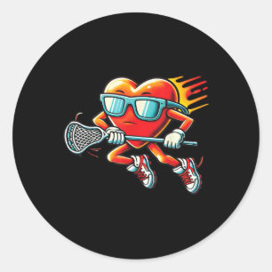 Pegatina Redonda Lacrosse Funny Lacrosse Jugador Valen