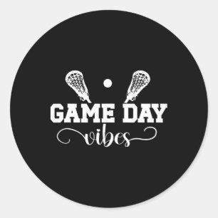 Pegatina Redonda Lacrosse Game Day Vibes Game Day Lacrosse