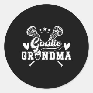 Pegatina Redonda Lacrosse Goalie Abuela De Lacrosse Goalkeeper G