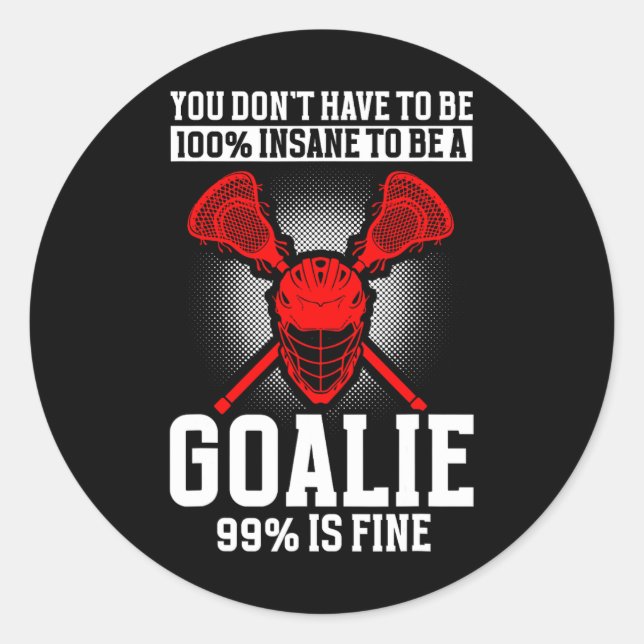 Pegatina Redonda Lacrosse Goalie Lacrosse Glove Stick Lax Goalie 1 (Anverso)