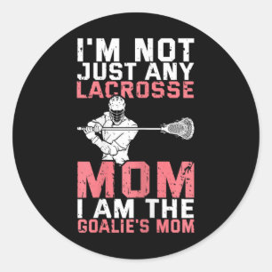 Pegatina Redonda Lacrosse Goalie Lax Goalkeeper Funny Lacrosse Mom