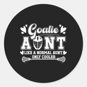 Pegatina Redonda Lacrosse Goalie tía Funny Lacrosse Goalkeeper Aun