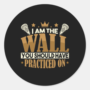 Pegatina Redonda Lacrosse Goalkeeper Funny Lax Player Stick Lross