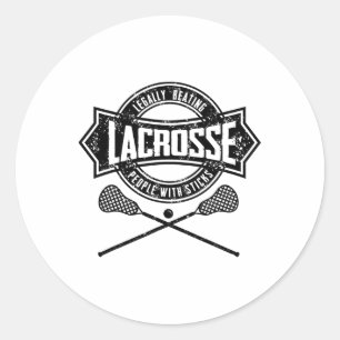 Pegatina Redonda Lacrosse Golpea Legalmente A Gente Con Palos Graci