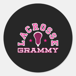 Pegatina Redonda Lacrosse Grammy Abuela Orgullosa Lax Gran