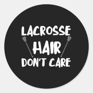 Pegatina Redonda Lacrosse Hair no le importa Lacrosse Stick Lacross