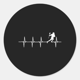 Pegatina Redonda Lacrosse Heartbeat Para Los Jugadores De Lacrosse