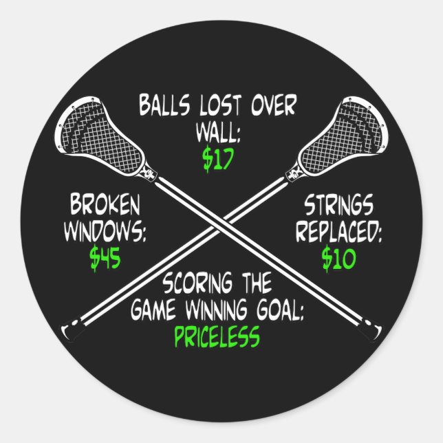 Pegatina Redonda Lacrosse Humor sin precio (Anverso)