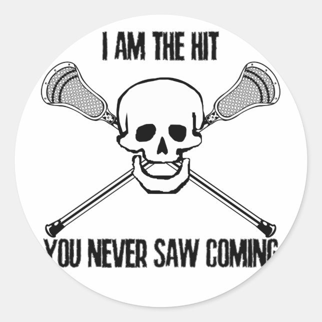 Pegatina Redonda Lacrosse I Am the Hit (Anverso)