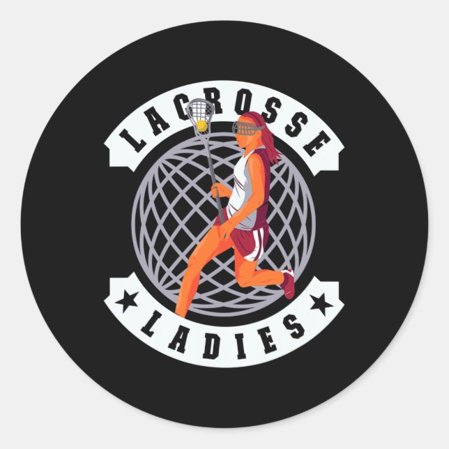 Pegatina Redonda Lacrosse Ladies College Lacrosse (Anverso)