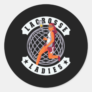 Pegatina Redonda Lacrosse Ladies College Lacrosse