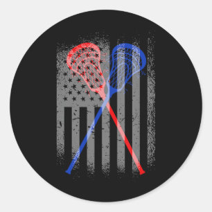 Pegatina Redonda Lacrosse Lax Bandera Americana 1