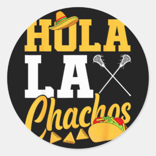 Pegatina Redonda Lacrosse lax mexicano cinco de mayo hola laxchacho