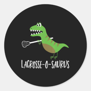 Pegatina Redonda Lacrosse Lax Player Dinosaur Dino Lover Sport Gif
