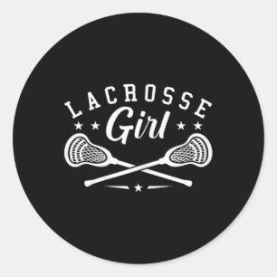Pegatina Redonda Lacrosse Lover Funny Lacrosse Chica Lax Lacrosse F