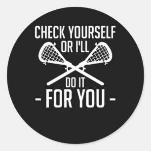Pegatina Redonda Lacrosse Lover Verifíquese Por Usted