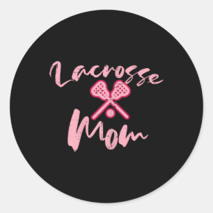 Pegatina Redonda Lacrosse Mom Cute Día de la Madre Deportes Mamá Wo