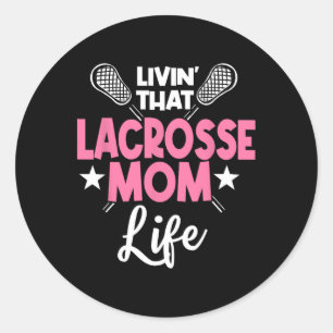 Pegatina Redonda Lacrosse Mom Player Team Sport Mommy Día de la Mad