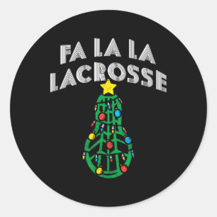 Pegatina Redonda Lacrosse Navidades Pajamas Lacrosse Player Lross