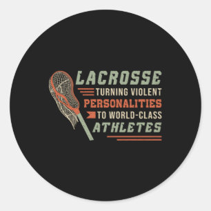 Pegatina Redonda Lacrosse Player Lax Sport Stick Funny Gift