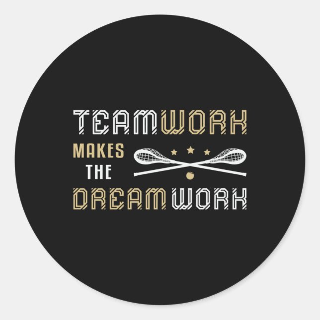 Pegatina Redonda Lacrosse Player Lax Sport Teamwork Gratis (Anverso)