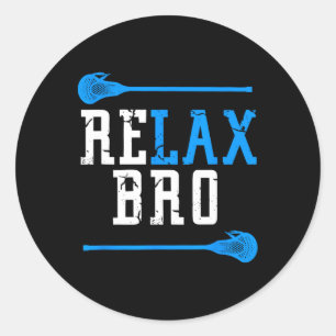 Pegatina Redonda Lacrosse Player Men Boys Lax Gift Relax Bro