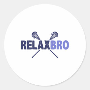 Pegatina Redonda Lacrosse Player Relax Bro Funny Lax Gift Hombres N