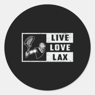 Pegatina Redonda Lacrosse Player Sport Live Love Lax Funny Gift